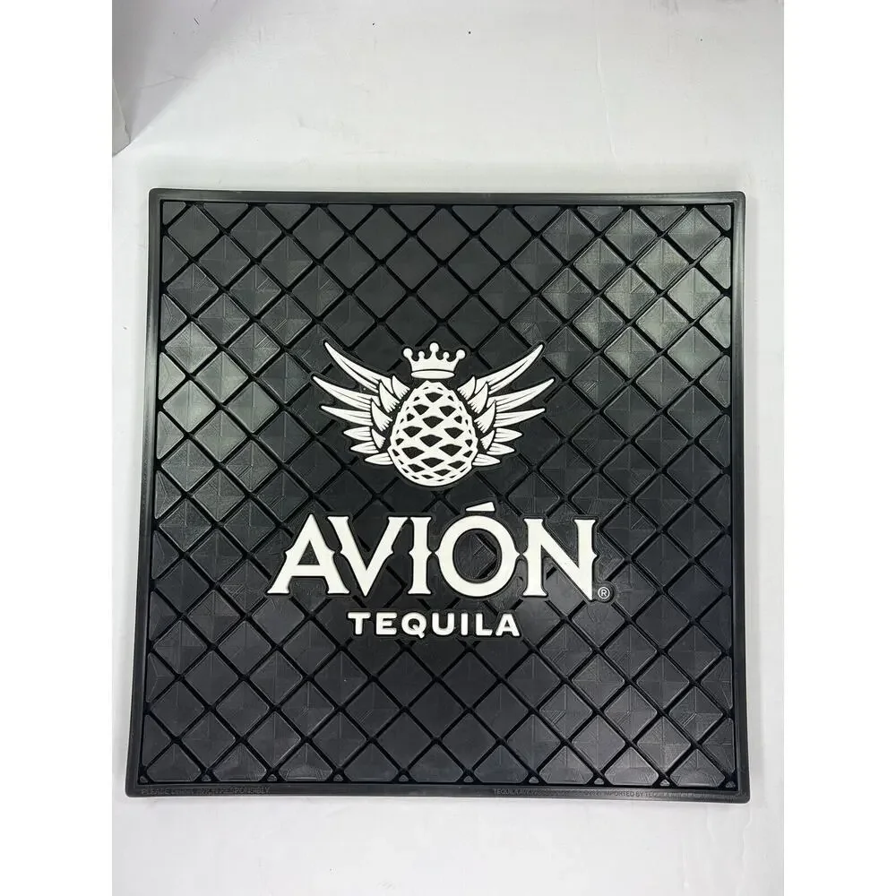 Avion Tequila Rubber BAR‎ SPILL MAT 14”x14” Rail Man Cave Bar Black White NEW